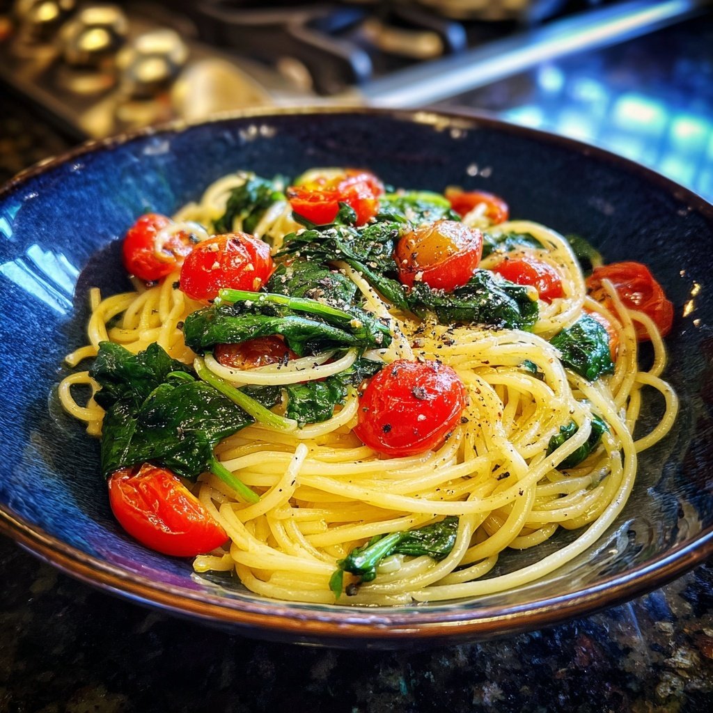 Angel Hair Pasta With Spinach And Tomatoes